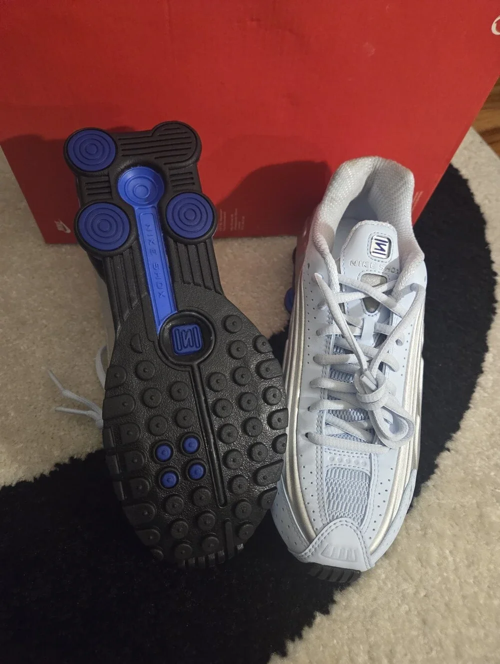 NIKE SHOX R4 ' BLUE TINT/METALLIC SILVER SNEAKER SZ 7W